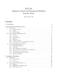 ECE 821 Optimal Control and Variational Methods Lecture Notes
