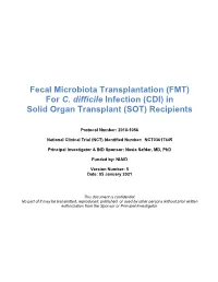 Fecal Microbiota Transplantation (FMT) for C