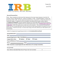 IRB Reseach Proposal Form