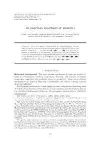 On Egyptian Fractions of Length 3