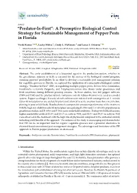 Predator-In-First”: a Preemptive Biological Control Strategy for Sustainable Management of Pepper Pests in Florida