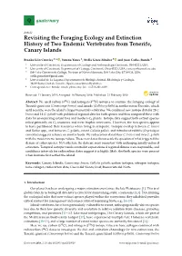Revisiting the Foraging Ecology and Extinction History of Two Endemic Vertebrates from Tenerife, Canary Islands