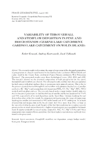 Variability of Throughfall and Stemflow Deposition in Pine and Beech Stands ( Czarne Lake Catchment, Gardno Lake Catchment on Wolin Island )