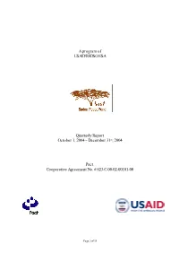 A Program of USAID/REDSO/ESA Quarterly Report October 1, 2004