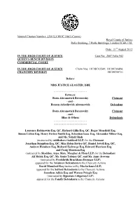 Abramovich and Berezovsky -V- Hine Judgment