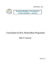 Curriculum for B.Sc. Horticulture Programme