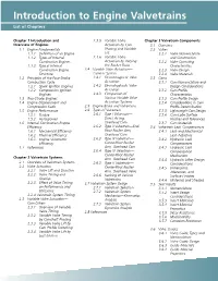 Introduction to Engine Valvetrains List of Chapters