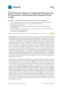 Social Network Analysis of Agonistic Behaviour and Its Association with Economically Important Traits in Pigs