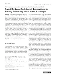 Swap Confidential Transactions for Privacy