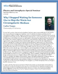 Why I Stopped Waiting for Someone Else to Map the Warm-Hot Circumgalactic Medium Carlos Vargas University of Arizona