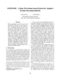 A Data Warehouse-Based System for Adaptive Website Recommendations
