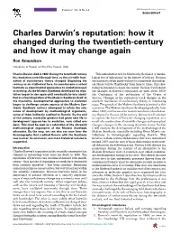 Charles Darwin's Reputation: How It Changed During the Twentieth