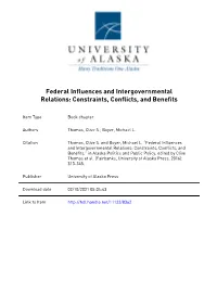 Federal Influences and Intergovernmental Relations: Constraints, Conflicts, and Benefits