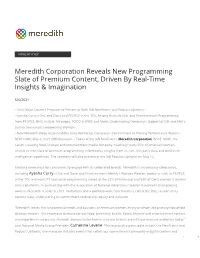 Meredith Corporation Reveals New Programming Slate of Premium Content, Driven by Real-Time Insights & Imagination