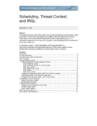 Scheduling, Thread Context, and IRQL