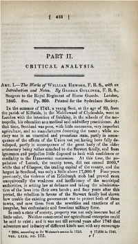 The Works of William Hewson, F. R. S., with an Introduction and Notes
