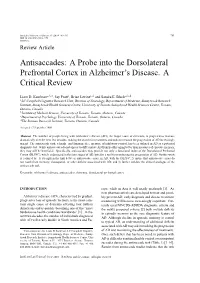 A Probe Into the Dorsolateral Prefrontal Cortex in Alzheimer's
