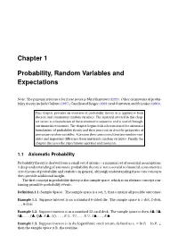 Chapter 1 Probability, Random Variables and Expectations