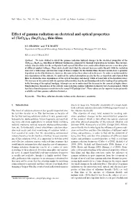 Effect of Gamma Radiation on Electrical and Optical Properties of (Teo2)0·9 (In2o3)0·1 Thin ﬁlms