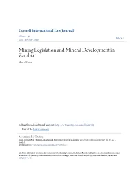 Mining Legislation and Mineral Development in Zambia Muna Ndulo