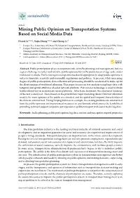 Mining Public Opinion on Transportation Systems Based on Social Media Data