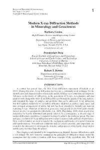 Modern X-Ray Diffraction Methods in Mineralogy and Geosciences