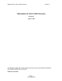 Optimizations for Intel's 32-Bit Processors Version 2.2