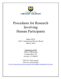 Procedures for Research Involving Human Participants