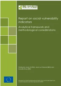 Report on Social Vulnerability Indicators Analytical Framework and Methodological Considerations