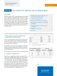 Test Report for Delivery Lots of Optical Glass TIE-04