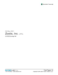 Zoetis, Inc. (ZTS) Q1 2021 Earnings Call