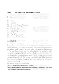 1 Unit 4 Theories of the Origin of Religion