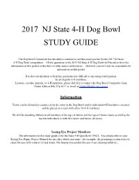 2017 Dog Bowl Study Packet