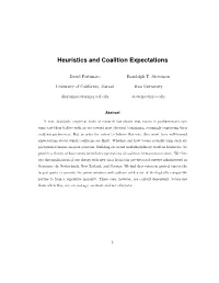 Heuristics and Coalition Expectations