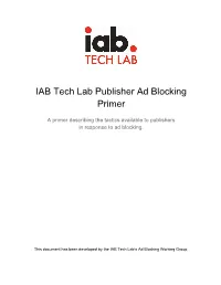 IAB Tech Lab Publisher Ad Blocking Primer