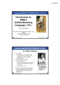 Introduction to OMG's Unified Modeling Language (UML) a Little