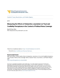 Measuring the Effects of Interpretive Journalism on Trust and Credibility Perceptions in the Context of Political News Coverage