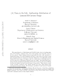 (A) Data in the Life: Authorship Attribution of Lennon-Mccartney Songs