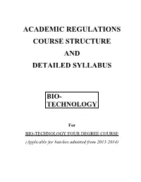 Academic Regulations Course Structure and Detailed Syllabus