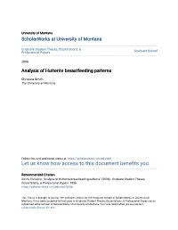 Analysis of Hutterite Breastfeeding Patterns