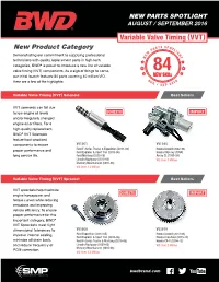 AUGUST / SEPTEMBER 2016 Variable Valve Timing (VVT)