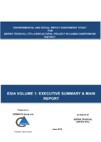 Esia Volume 1: Executive Summary & Main Report