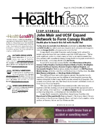 John Muir and UCSF Expand Network to Form Canopy Health