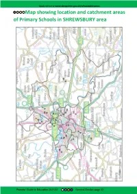 Map Showing Location and Catchment Areas of Primary Schools in SHREWSBURY Area