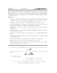 Math 3010 § 1. Treibergs Final Exam Name: Practice Problems March 30