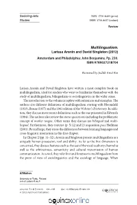 Multilingualism. Larissa Aronin and David Singleton (2012)