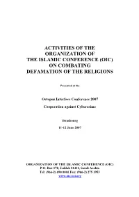 Oic) on Combating Defamation of the Religions