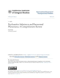 Psychoactive Substances and Paranormal Phenomena: a Comprehensive Review David Luke University of Greenwich