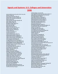Signals and Systems: U.S. Colleges and Universities (308)