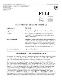 Staff Report: Regular Calendar